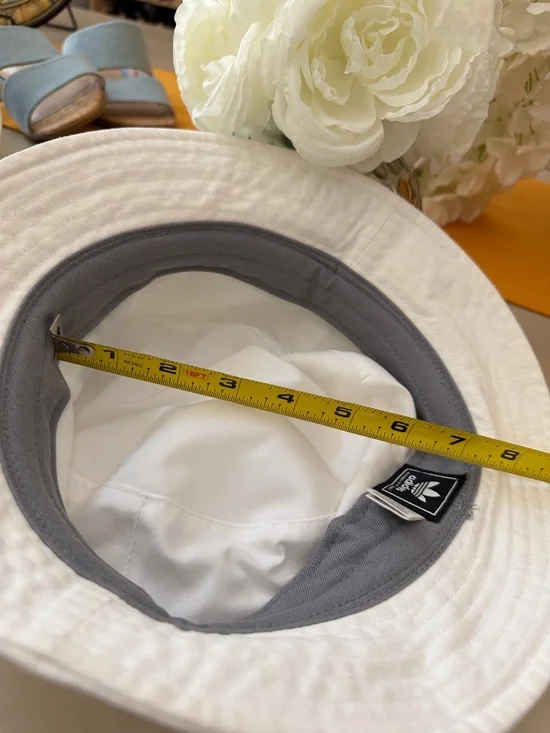 adidas White Bucket Hat with Black Trefoil Logo - Picture 8 of 8